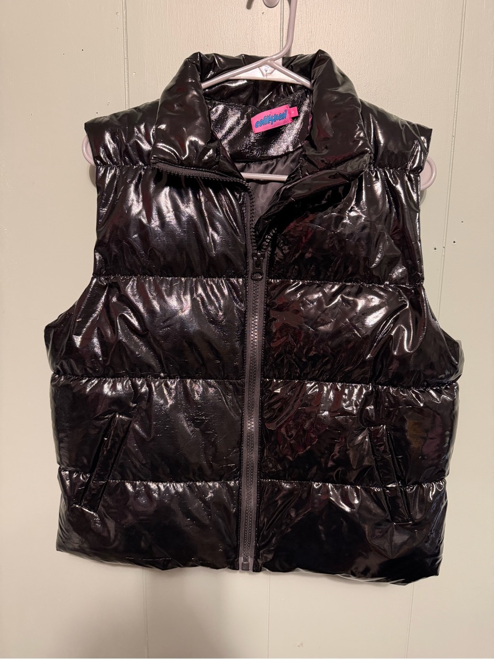 Edikted Shiny Black Quilted Puffer Vest